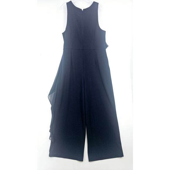 Adrianna Papell Chiffon and Crepe Sleeveless Jumpsuit Midnight Plus Size 20 3249 - Picture 4 of 12